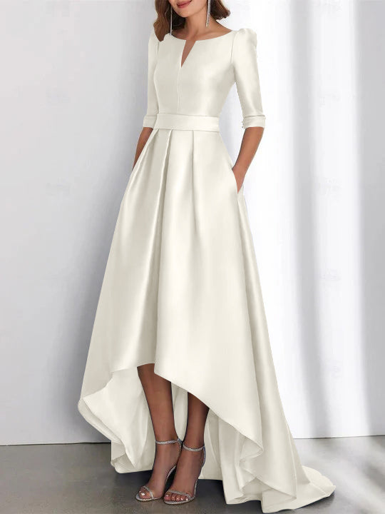 Robes de Mère de la Mariée Asymétriques à Manches Mi-Longues A-Line/Princess avec Poches