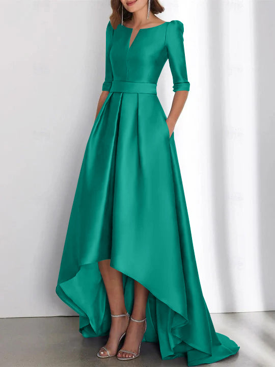 Robes de Mère de la Mariée Asymétriques à Manches Mi-Longues A-Line/Princess avec Poches