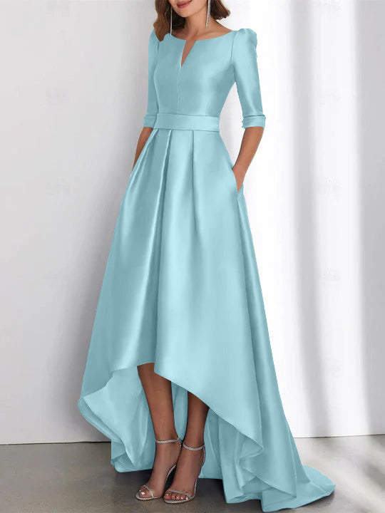 Robes de Mère de la Mariée Asymétriques à Manches Mi-Longues A-Line/Princess avec Poches