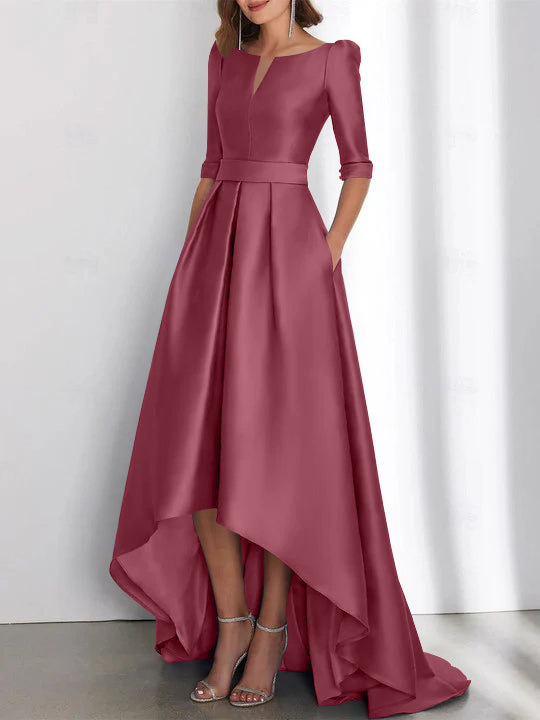 Robes de Mère de la Mariée Asymétriques à Manches Mi-Longues A-Line/Princess avec Poches