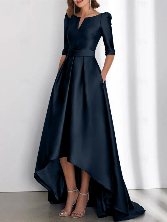 Robes de Mère de la Mariée Asymétriques à Manches Mi-Longues A-Line/Princess avec Poches