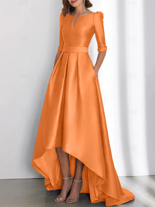 Robes de Mère de la Mariée Asymétriques à Manches Mi-Longues A-Line/Princess avec Poches