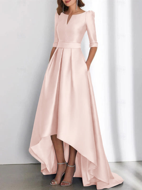 Robes de Mère de la Mariée Asymétriques à Manches Mi-Longues A-Line/Princess avec Poches