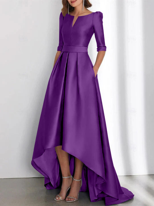 Robes de Mère de la Mariée Asymétriques à Manches Mi-Longues A-Line/Princess avec Poches
