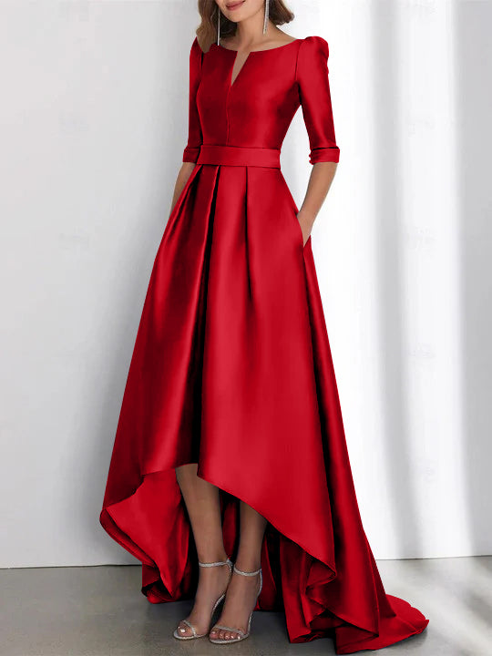 Robes de Mère de la Mariée Asymétriques à Manches Mi-Longues A-Line/Princess avec Poches