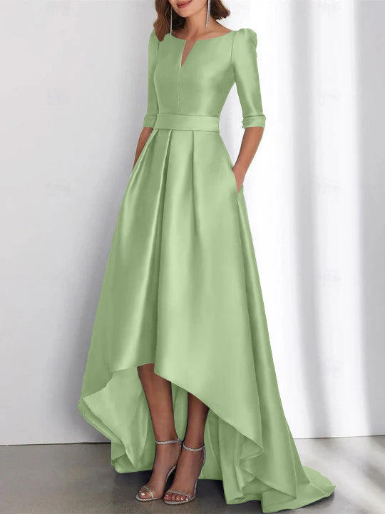Robes de Mère de la Mariée Asymétriques à Manches Mi-Longues A-Line/Princess avec Poches