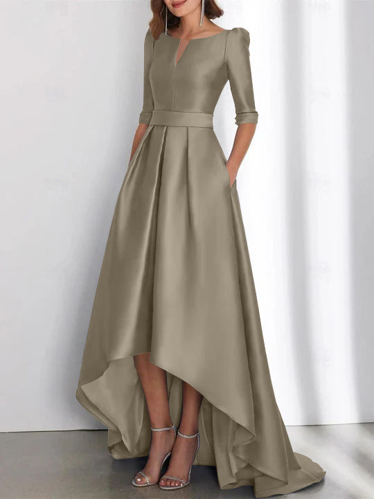 Robes de Mère de la Mariée Asymétriques à Manches Mi-Longues A-Line/Princess avec Poches