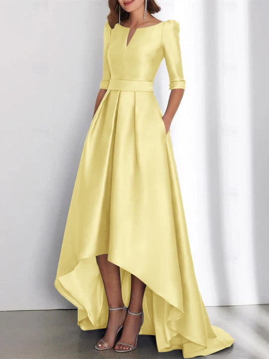 Robes de Mère de la Mariée Asymétriques à Manches Mi-Longues A-Line/Princess avec Poches