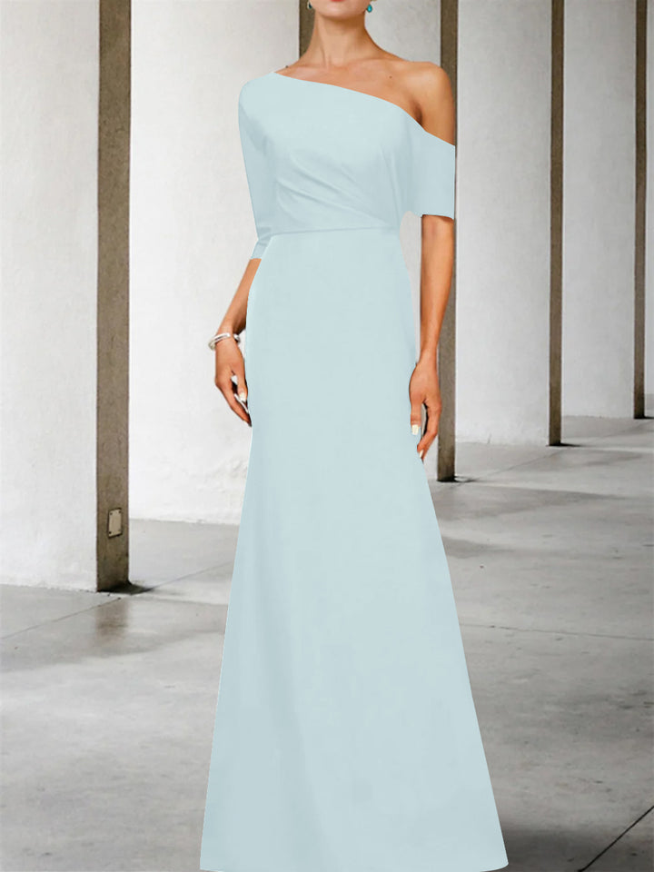 Robe de Mère de la Mariée Coupe A-Line/Princess, Asymétrique, Manches 3/4, Longueur Au Sol