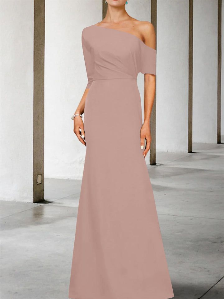Robe de Mère de la Mariée Coupe A-Line/Princess, Asymétrique, Manches 3/4, Longueur Au Sol