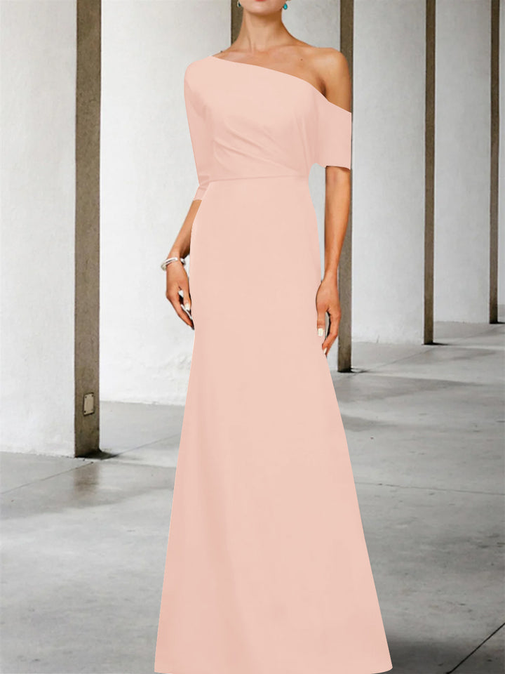 Robe de Mère de la Mariée Coupe A-Line/Princess, Asymétrique, Manches 3/4, Longueur Au Sol