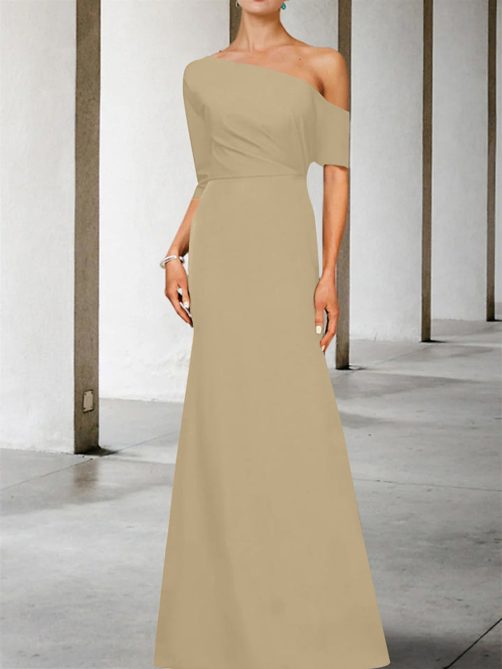 Robe de Mère de la Mariée Coupe A-Line/Princess, Asymétrique, Manches 3/4, Longueur Au Sol