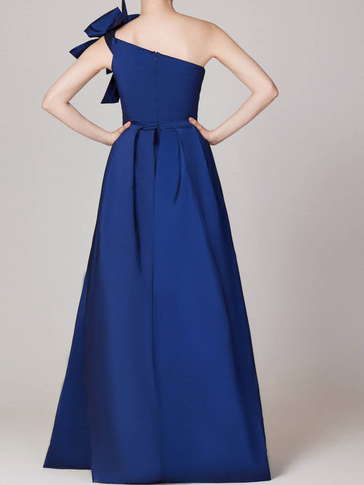 Robe de Mère de la Mariée A-Line/Princess, Longueur Au Sol, Asymétrique, Sans Manches, avec Nœud(S)