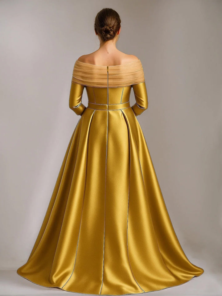 Ligne A/Princesse Hors de l'Épaule La Longueur du Sol Mère Of The Mariée & Groom Robes avec Noeud Papillon