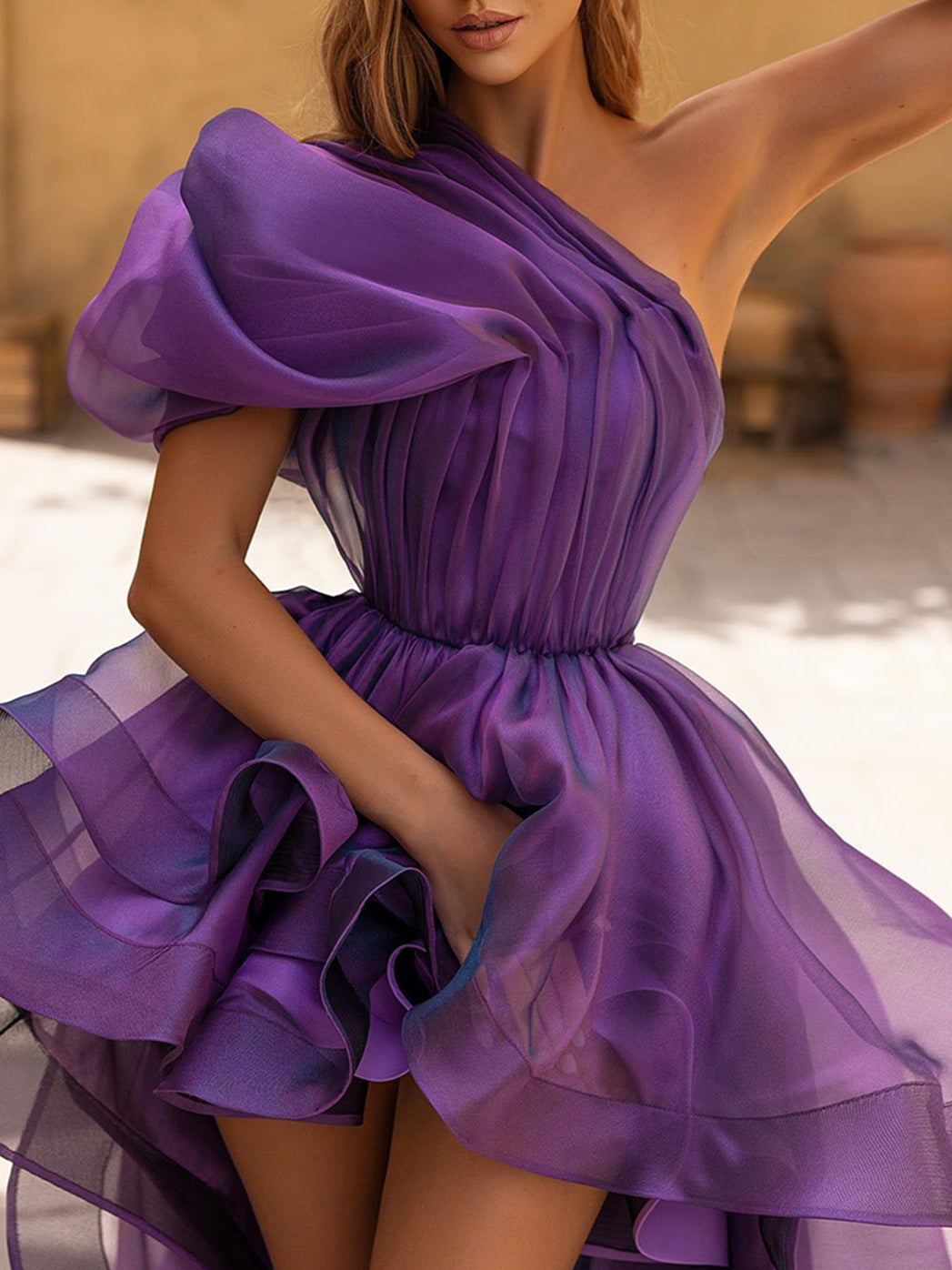 Robes de Cocktail Asymétriques à Une Épaule, Coupe A-Line/Princess