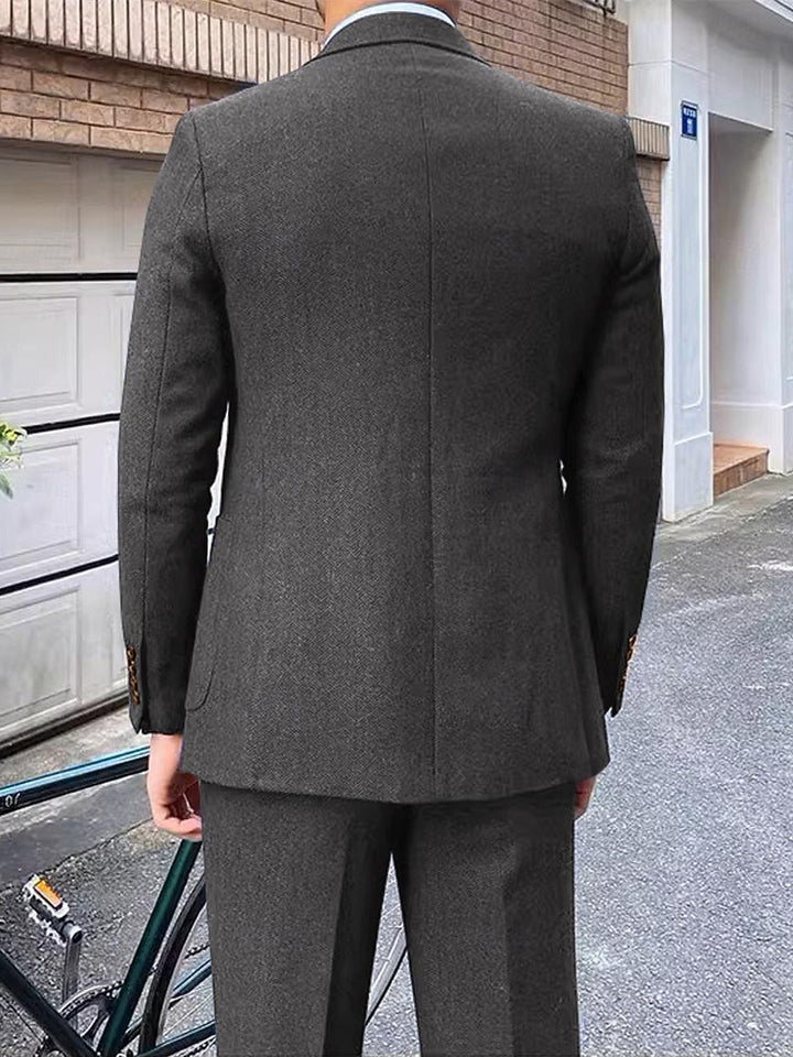 Costumes de Mariage 3 Pièces en Tweed à Deux Boutons et à Coupe Ajustée pour Hommes