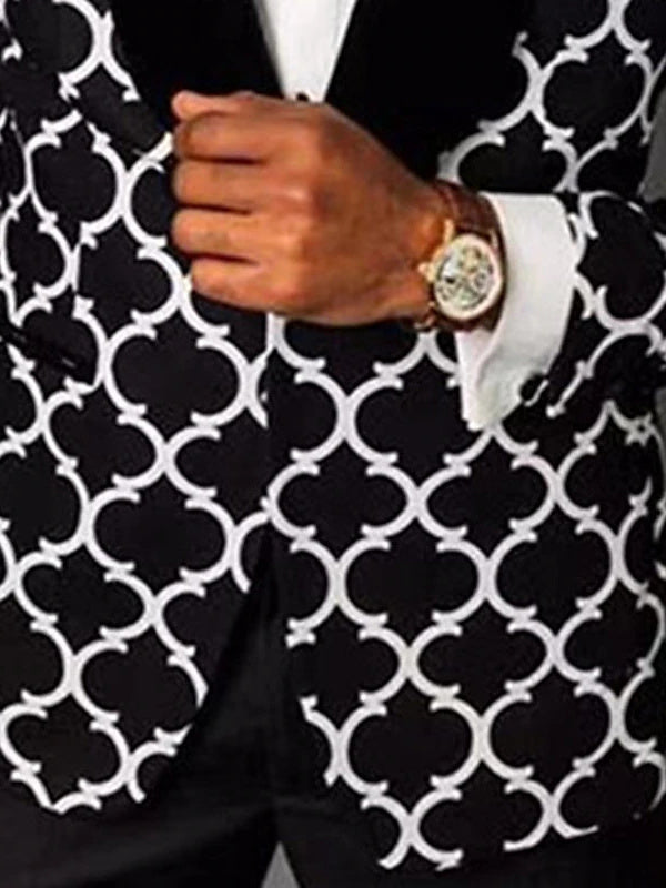 Costumes de Fête à Carreaux à Simple Boutonnage et à Un Bouton pour Hommes, Coupe Ajustée et Tendance