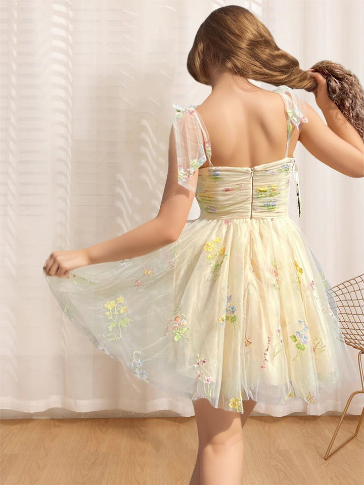 Robe de Soirée Courte/Mini Sans Manches, Coupe Trapèze/Princesse, Décolleté en Cœur, avec Plis et Bretelles
