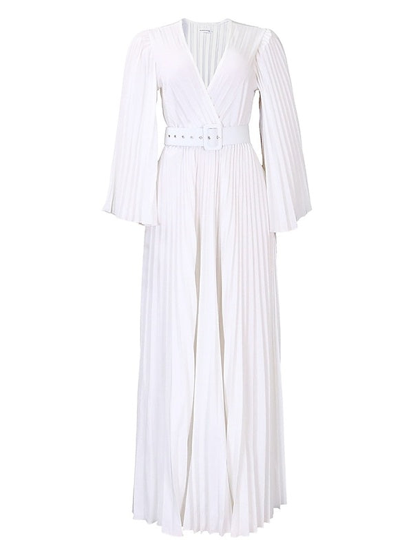 Robe de Cocktail Trapèze/Princesse à Col en V et Manches 3/4 avec Plis