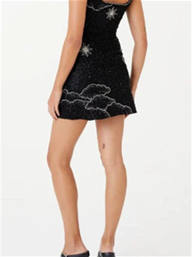 Robe de Soirée Courte/Mini Sans Manches à Col Carré et Ligne A/Princesse