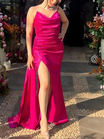 Robe de Bal Longue Au Sol à Bretelles Spaghetti et Fourreau/Colonne