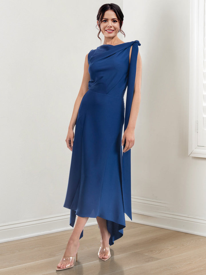 Robe de Mère de la Mariée Asymétrique à Col Montant et à Volants
