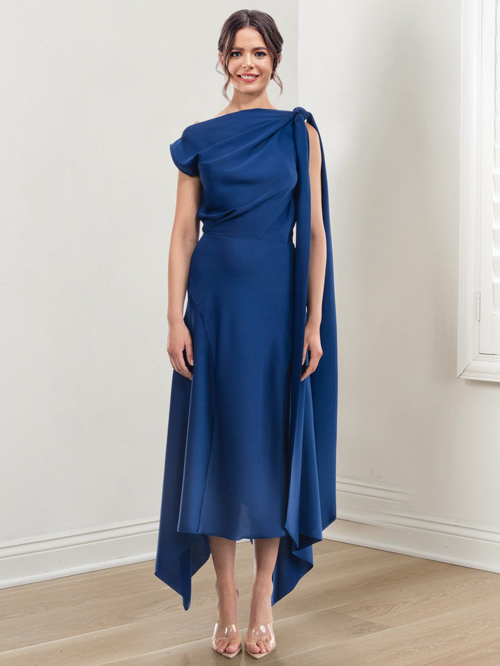 Robe de Mère de la Mariée Asymétrique à Col Montant et à Volants