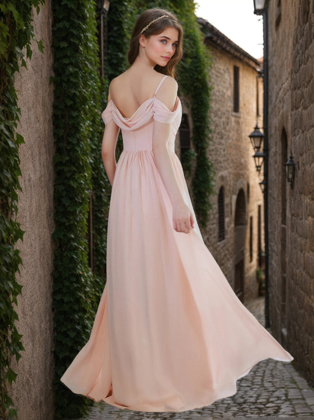 Ligne A/Princesse Bretelles Spaghetti Sans Manches La Longueur du Sol Mousseline Robes de Demoiselle d'Honneur avec Froufrous