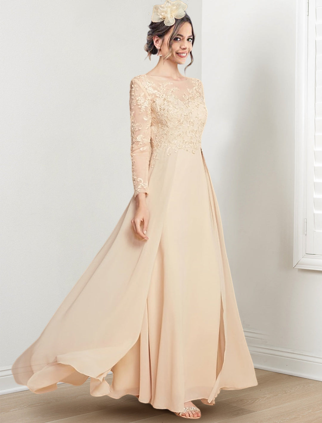 Robes de Mère de la Mariée Coupe A-Line/Princess avec Col en V