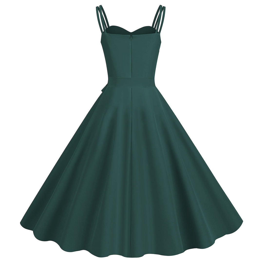 Robe de Costume D'Halloween à Bretelles Spaghetti Sans Manches, Coupe A-Line/Princess, Longueur Genou, avec Nœud Papillon