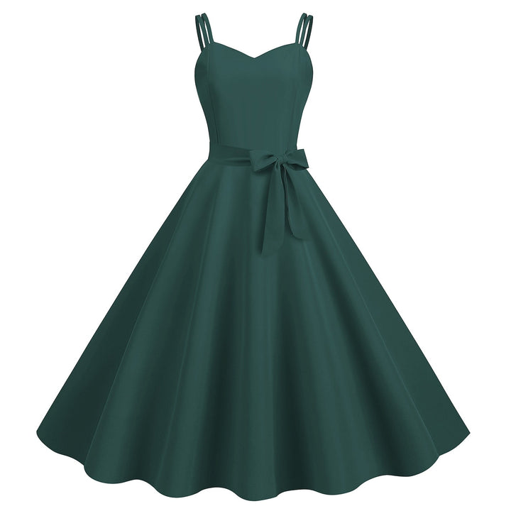 Robe de Costume D'Halloween à Bretelles Spaghetti Sans Manches, Coupe A-Line/Princess, Longueur Genou, avec Nœud Papillon