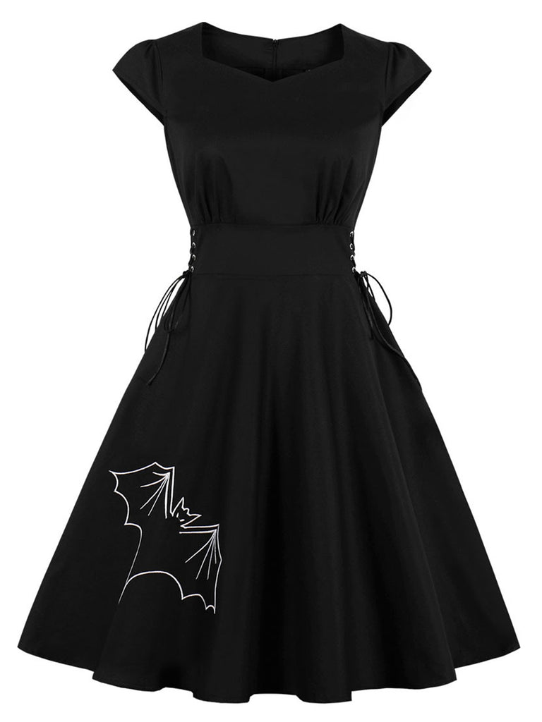 Robe de Costume D'Halloween à Manches Courtes et Col Carré, Coupe A-Line/Princess, Longueur Genou