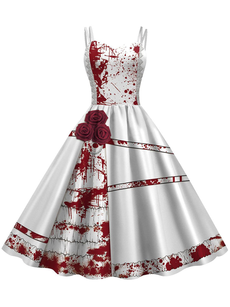 Robe de Costume D'Halloween à Bretelles Spaghetti Sans Manches, Coupe A-Line/Princess, Longueur Genou
