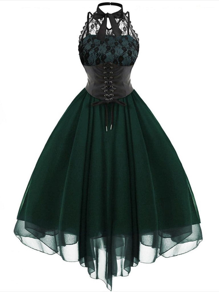 Robe de Costume D'Halloween Asymétrique Sans Manches à Col Rond et Ligne A/Princesse avec Nœud