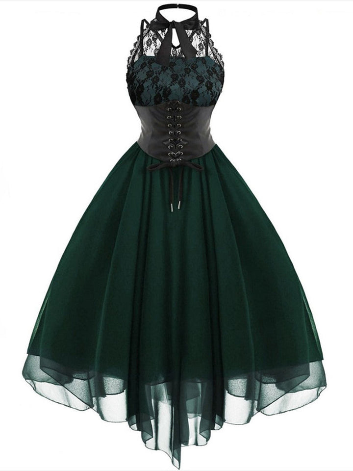 Robe de Costume D'Halloween Asymétrique Sans Manches à Col Rond et Ligne A/Princesse avec Nœud