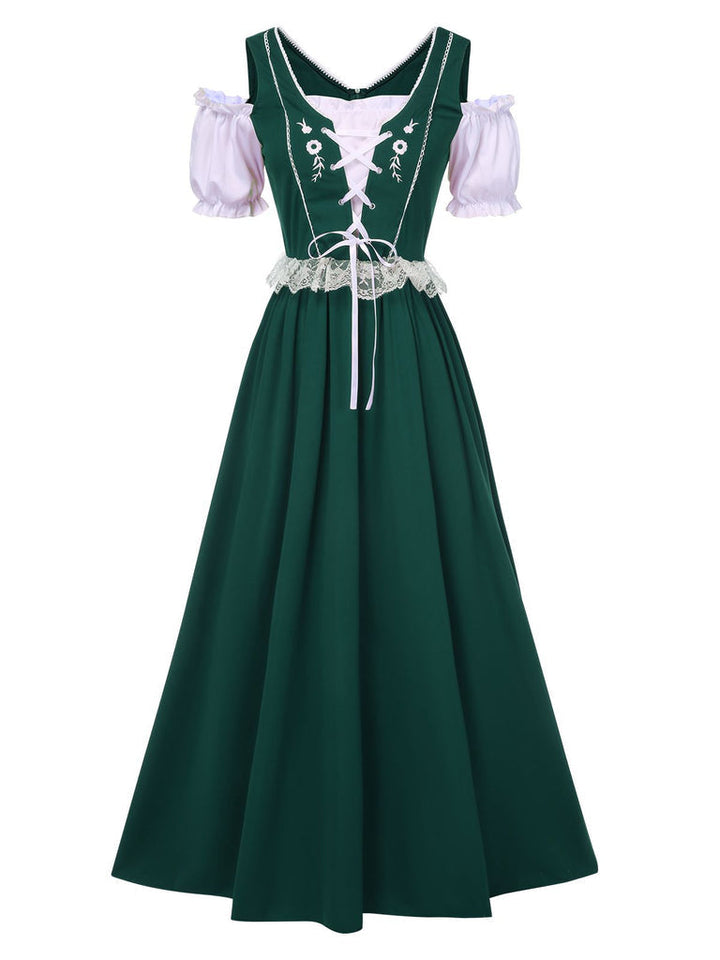 Robe de Costume D'Halloween à Manches Courtes et Col Carré, Coupe A-Line/Princess, Longueur Genou