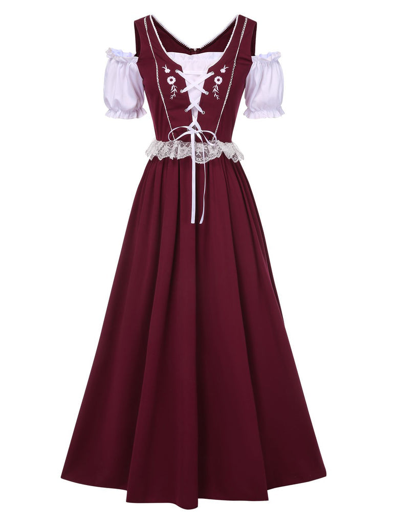 Robe de Costume D'Halloween à Manches Courtes et Col Carré, Coupe A-Line/Princess, Longueur Genou
