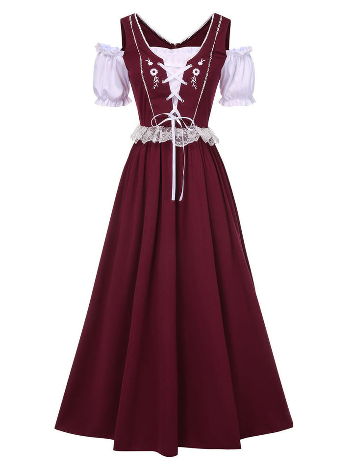 Robe de Costume D'Halloween à Manches Courtes et Col Carré, Coupe A-Line/Princess, Longueur Genou