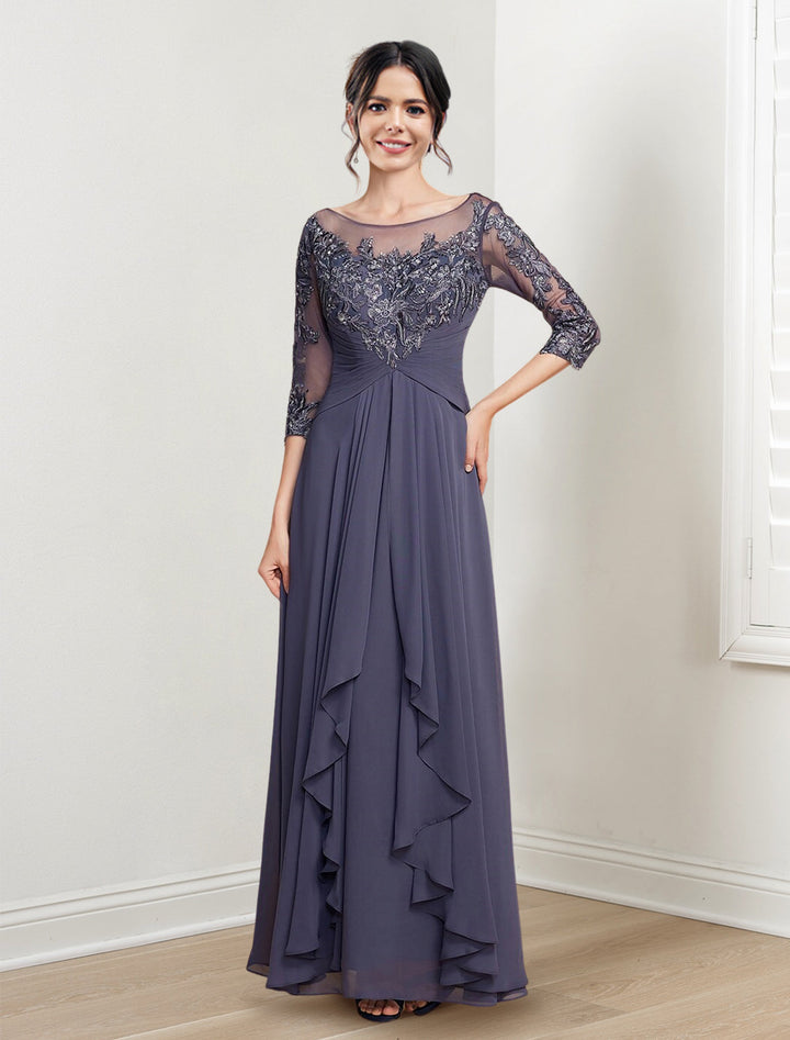 Robes de Mère de la Mariée Coupe A-Line/Princess, Longueur Au Sol, Décolleté Plongeant