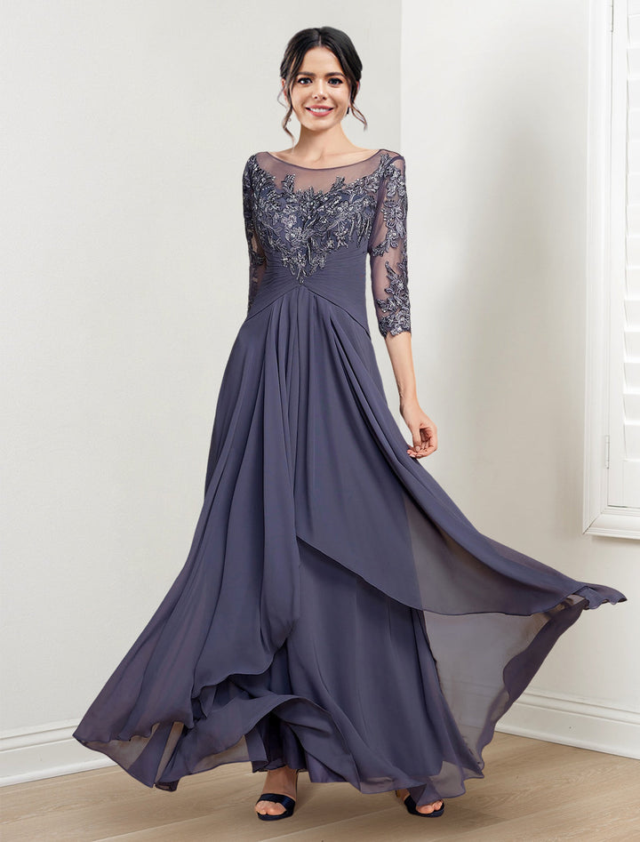 Robes de Mère de la Mariée Coupe A-Line/Princess, Longueur Au Sol, Décolleté Plongeant
