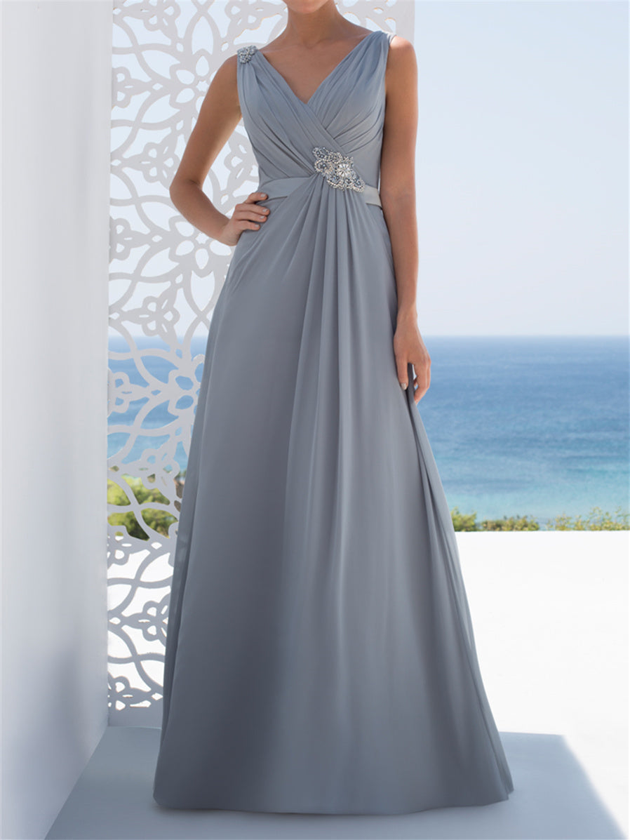 Ligne A/Princesse Col en V La Longueur du Sol Robes Mère de La Mariée