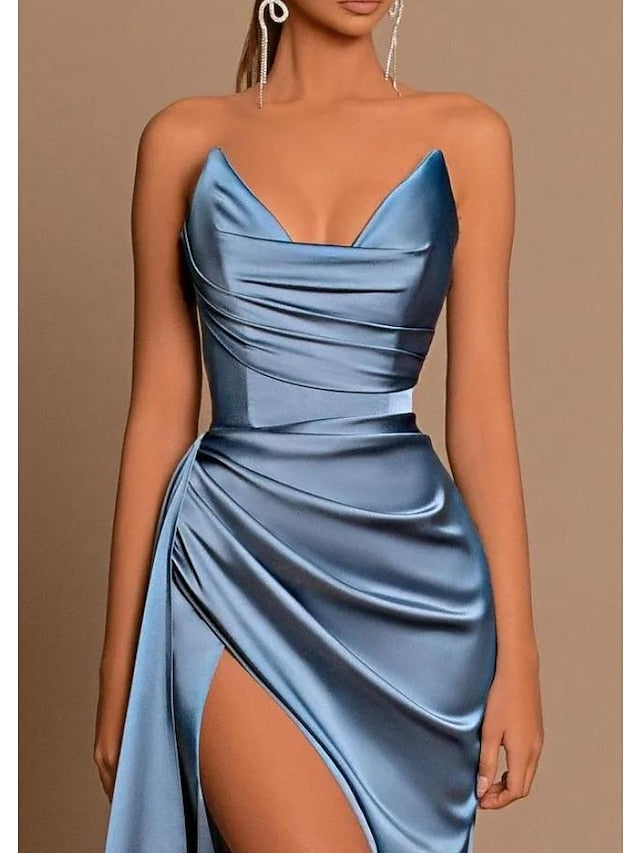 Robe de Bal Longue Sans Bretelles à Coupe Fourreau/Colonne