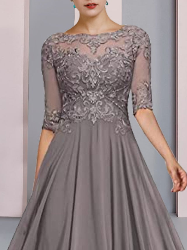 Robes de Mère de la Mariée Coupe A-Line/Princess, Longueur Au Sol, Décolleté Plongeant