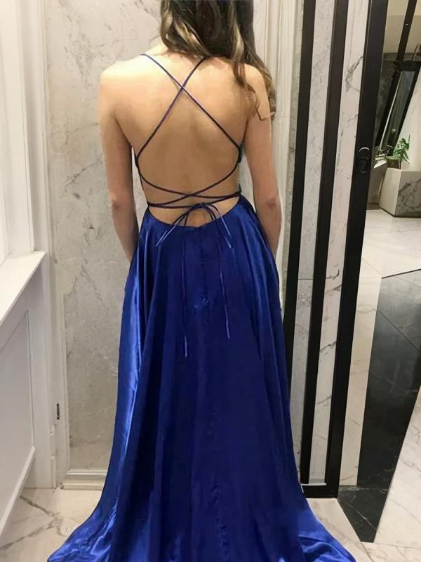Robe de Bal Longue à Bretelles Spaghetti de Forme Trapèze/Princesse