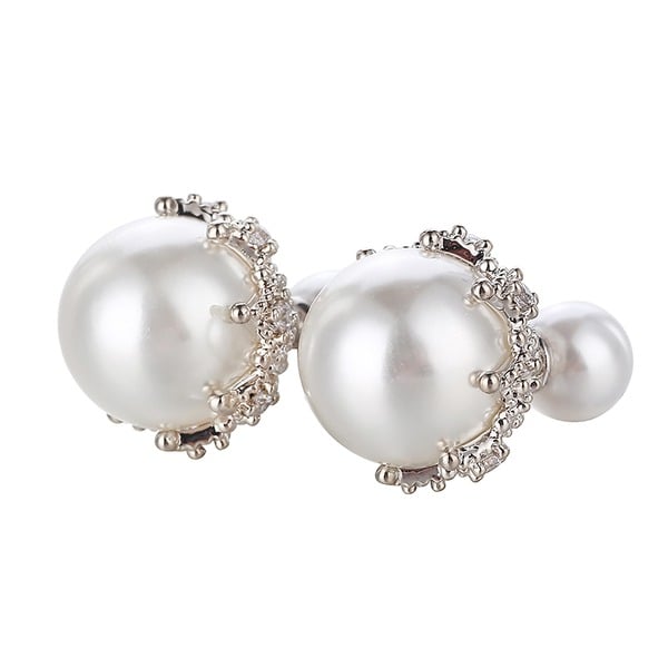 Boucles D'Oreilles à Tige Exquises en Perles et Strass