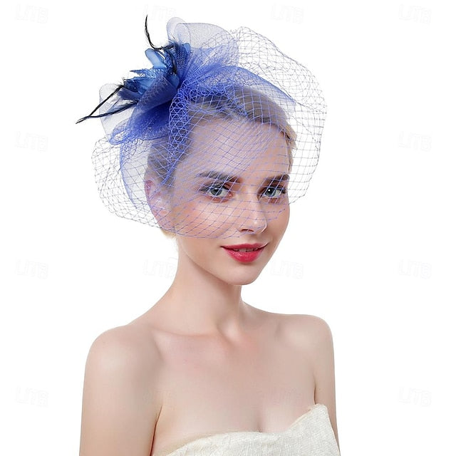 Fascinators Organza Horse Race Cocktail Élégant Vintage avec Nœuds en Plumes Coiffe