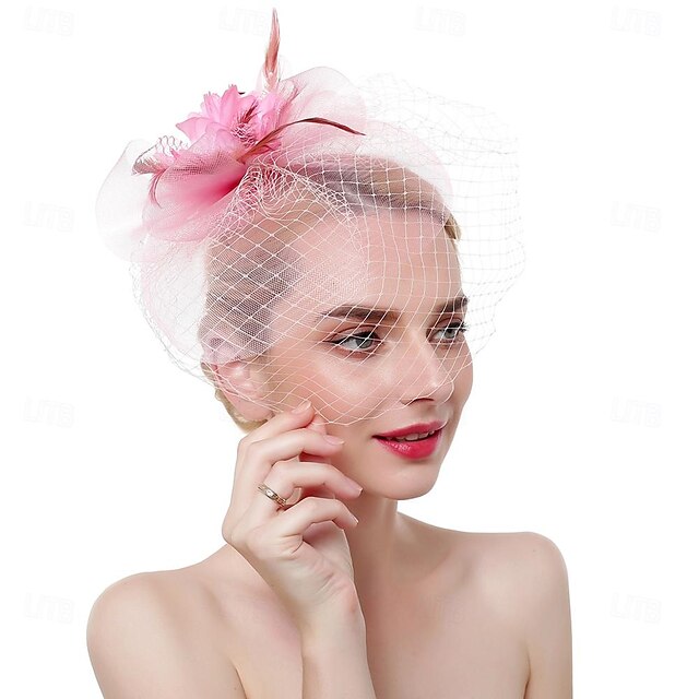 Fascinators Organza Horse Race Cocktail Élégant Vintage avec Nœuds en Plumes Coiffe