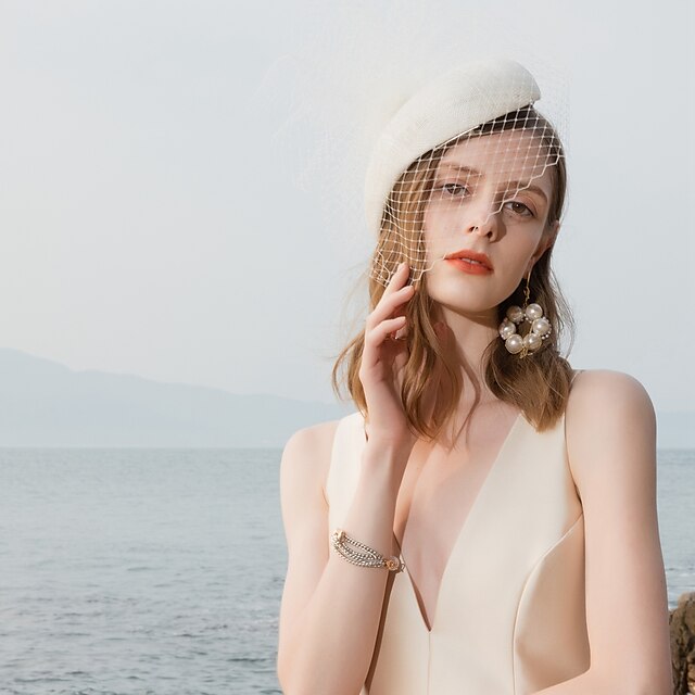 Fascinators Mariage en Lin avec Coiffe à Fleurs