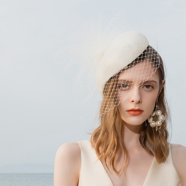 Fascinators Mariage en Lin avec Coiffe à Fleurs