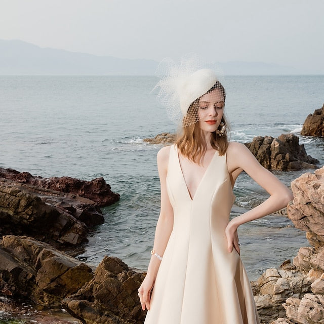 Fascinators Mariage en Lin avec Coiffe à Fleurs